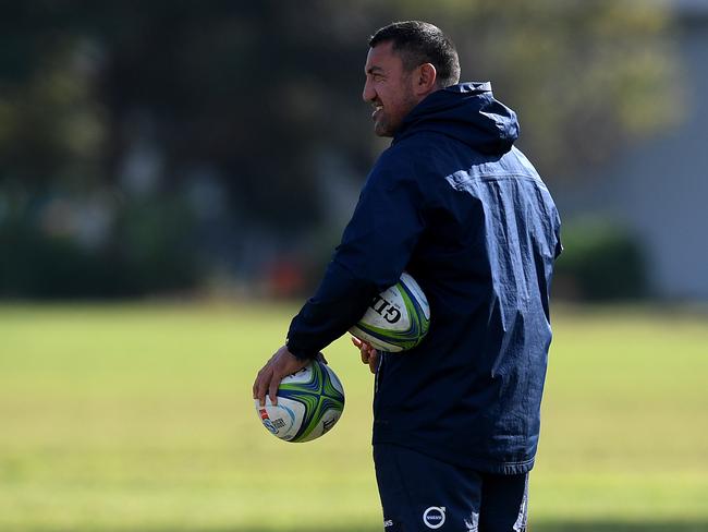 NSW Waratahs coach Daryl Gibson looks on during a team training session. Picture: AAP