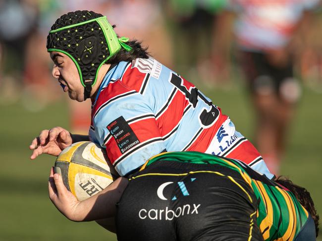 07/06/25. News Local. Sport. Concord, Sydney, NSW.Action pictures from the NSW Rugby Juniors 2025 State Championships  Under 18s in Concord.Action from the game:Souths v GordonPicture shows:Souths player Alex MorganPics by Julian Andrews.