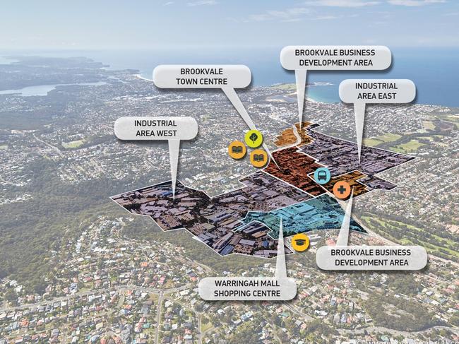 A map of the precincts in the Brookvale Structure Plan.