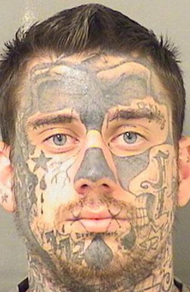 Robert Hardister’s mugshot photos reveal big face tattoo changes over