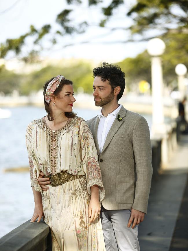 Soprano Eleanor Lyons and her husband conductor Vladimir Fanshil admiring the view – and one another in Rose Bay. Picture: John Appleyard.