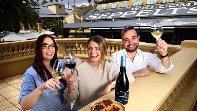 Cassandra Corkhill, Jennifer Schmidt and Daniel Kavanagh think trips to the Barossa will be much easier with the upgraded road. Picture: Tricia Watkinson