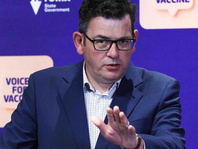 Victorian Premier Daniel Andrews urges people to get vaccinated so the state can reach its double-dose vaccination target sooner. Picture: NCA NewsWire / Ian Currie