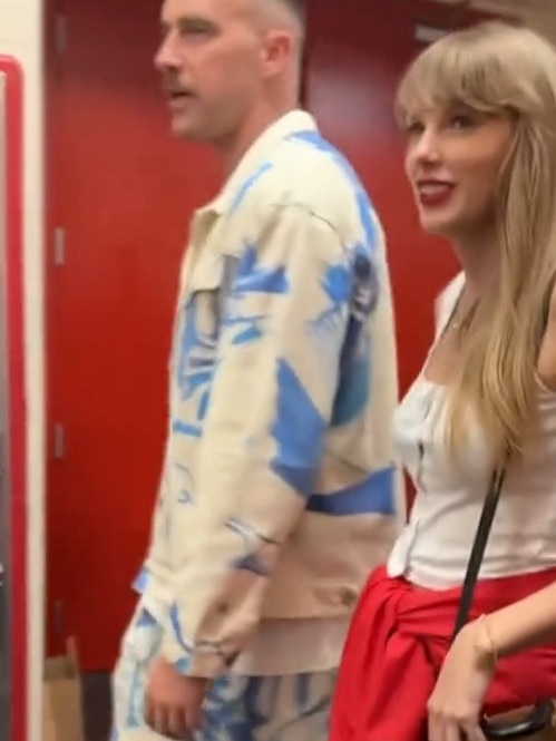 Taylor and Travis together in 2023. Picture: NFL/tiktok