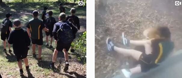 A screen shot from a video, believed to be local, of a school yard fight.