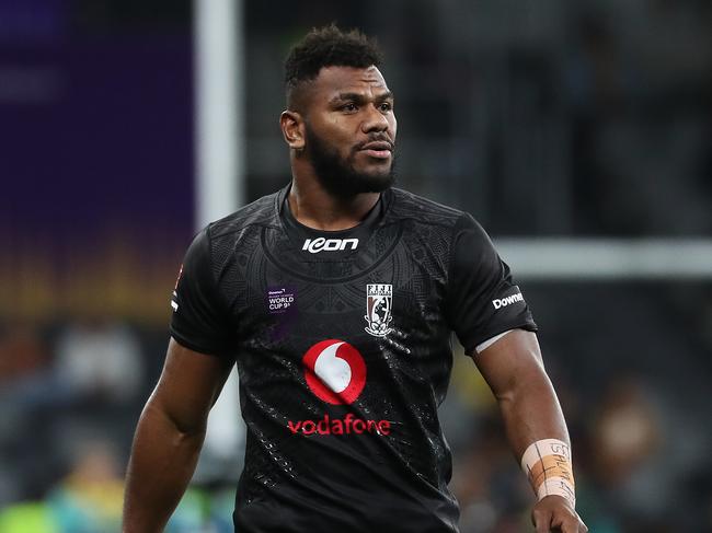 Sivo playing for Fiji against Samoa in last year’s Rugby League World Cup 9s at Bankwest Stadium. Picture: Brett Costello