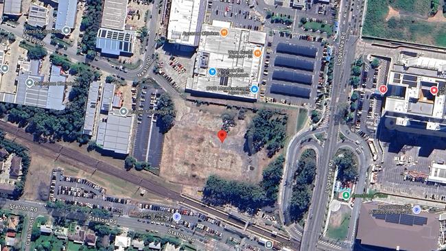 A red marker at the site which is now on the market. Picture: Google Maps