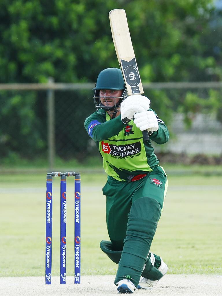 Rovers' Andrew Phelps bats in the Cricket Far North 40 overs match between the Cairns Rovers and Norths, held at Griffiths Park, Manunda. Picture: Brendan Radke