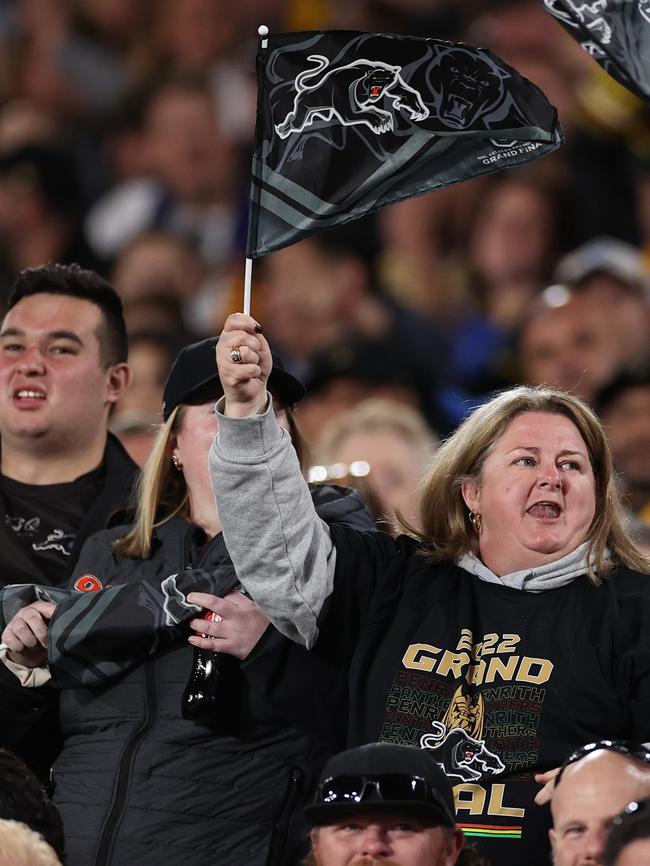 Fans cheering Penrith on.