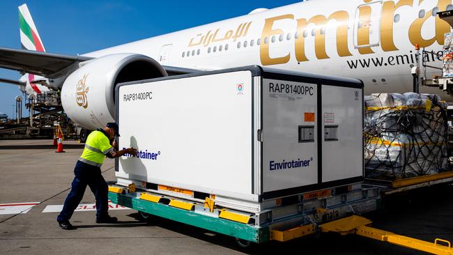 COVID-19 vaccination doses arrive in Sydney. Picture: Getty Images