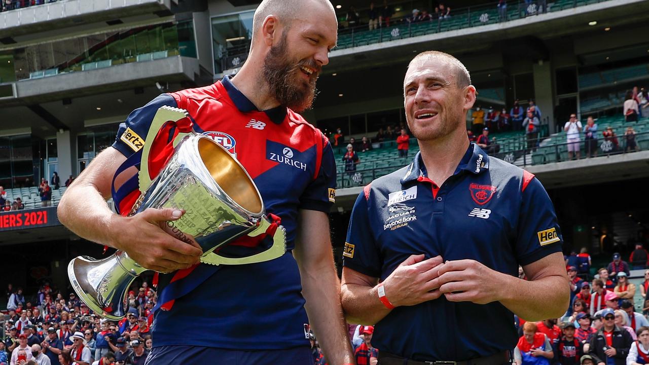 Will Simon Goodwin and Max Gawn be lifting up the cup again in 2022? Picture: AFL Photos via Getty Images