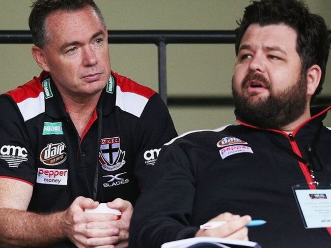 St Kilda national recruiting manager Chris Toce (R) has been dismissed. Picture: St KIlda Football Club