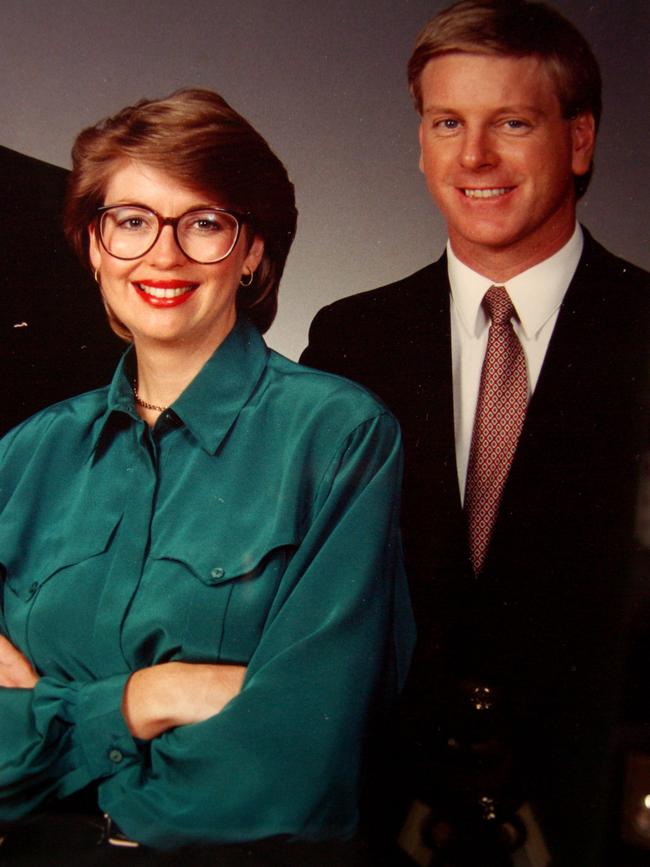 Channel Seven TV personality Jane Doyle and Mark Aiston at ABC TV in 1988.