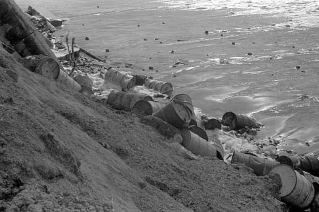 44 gallon drums full of concrete on Surfers Paradise beach 1967