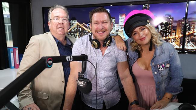 Bianca Dye, Mike van Aker, and Bob Gallagher co-hosted 97.3 FM’s breakfast show together since mid-2018 before Dye and van Aker were cut from the show in December. Photo: Annette Dew