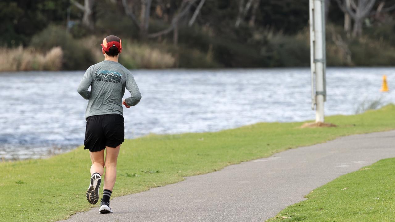 Runners on the Troop Loop (during the day) beside Barwon River. Picture: Alison Wynd