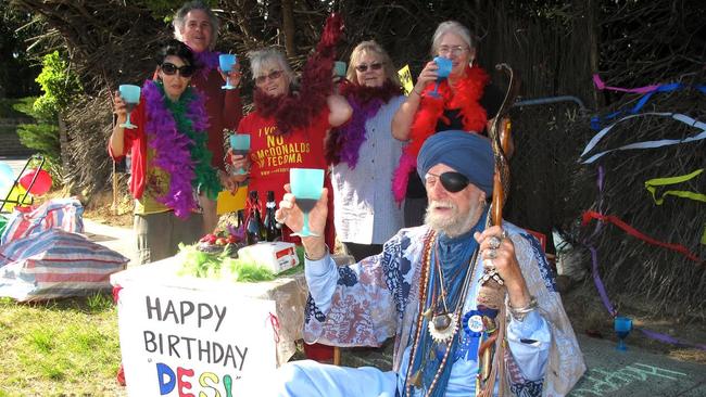 Baba Desi celebrates his 85th birthday outside McDonald's Tecoma.