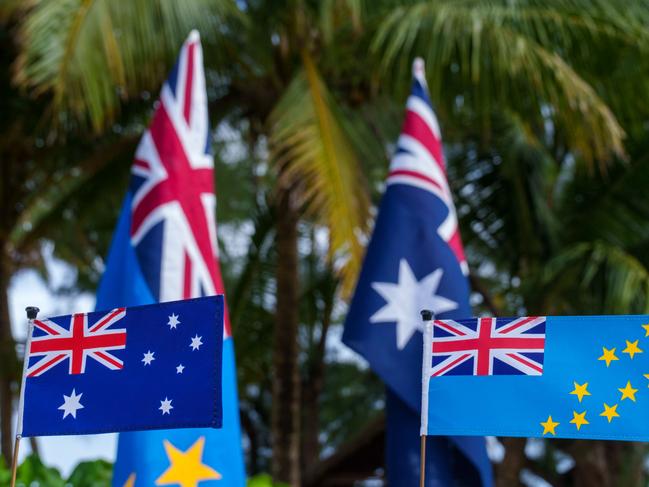 Prime Minister of Australia Anthony Albanese with Prime Minister of Tuvalu Kausea Natano signing a treaty that will safeguard Tuvalu’s future while respecting sovereignty to be known as the ‘Falepili Union’. Photo: X