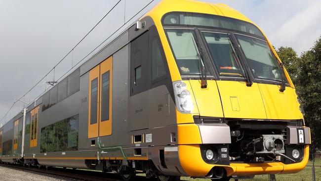 MUST CREDIT: Michael Cleary.... CityRail's new Waratah train duirng test run at an unknown location on CityRail network in Sydney. Picture: Cleary. Michael