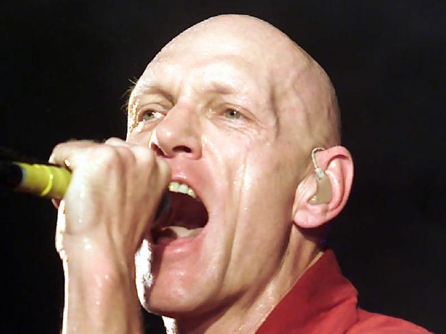 Singer Peter Garrett and band 'Midnight Oil' perfoming at the East Coast Blues and Roots Music Festival at Byron Bay on NSW North Coast.