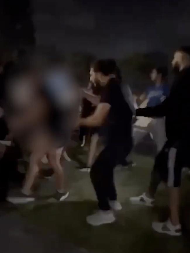 Image from the video of the Guildford brawl.