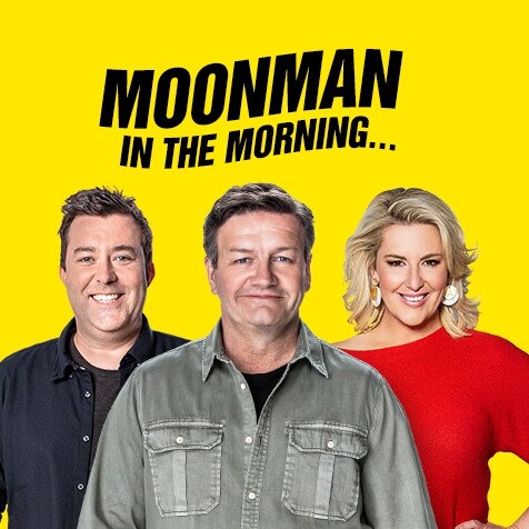 Triple M's Moonman in the Morning breakfast team: Chris Page, Lawrence Mooney and Jess Eva.