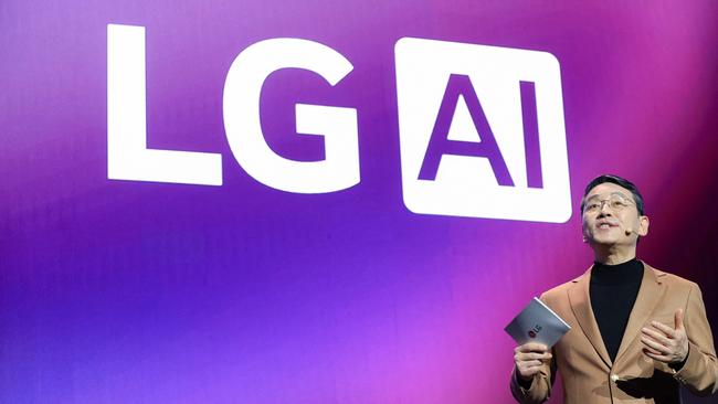 LG Electronics CEO William Cho speaks during LG’s news conference at CES in Las Vegas, Nevada on January 6, 2025. LG says it gives more “bang for buck” in its TVs. (Photo by Ian Maule / AFP)