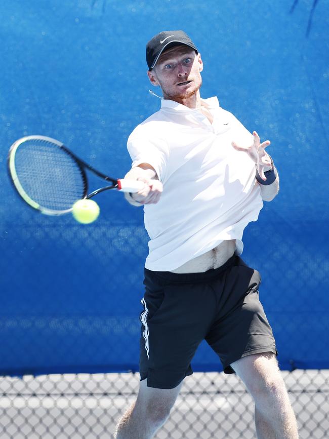 Blake Mott competes in the ITF Cairns International #2 tennis tournament, held at the Cairns International Tennis Centre. Picture: Brendan Radke