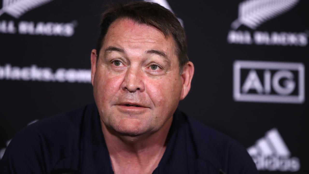 All Blacks coach Steve Hansen speaks to the media in Auckland.