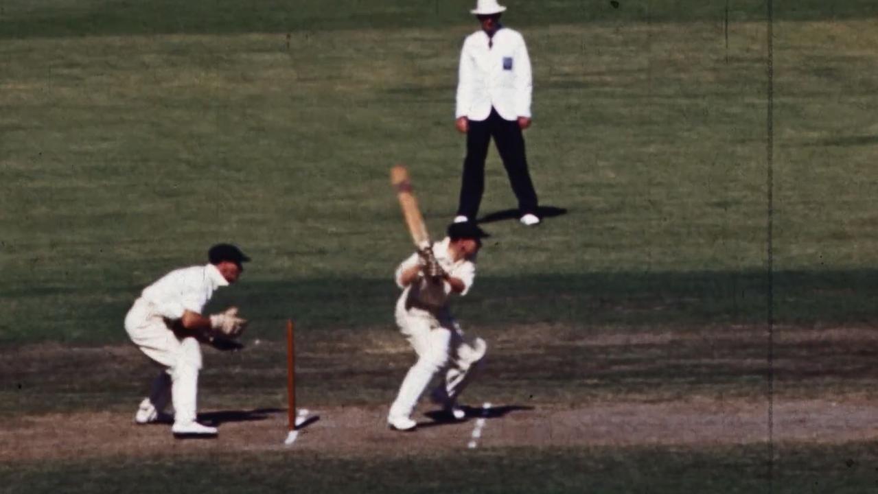 The only known colour footage of Sir Donald Bradman batting has been released.