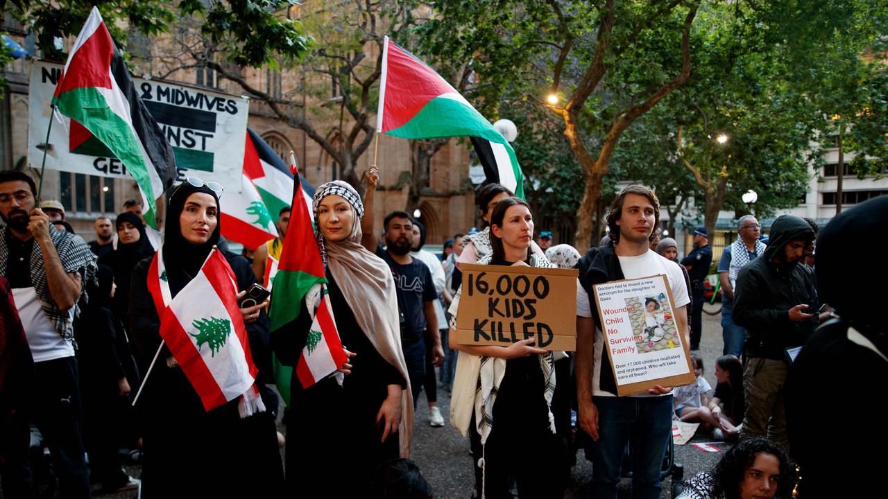 A vigil has been held at Sydney’s Town Hall to remember lives lost in Gaza in the aftermath of the October 7 Hamas attacks. Picture: NewsWire / Nikki Short