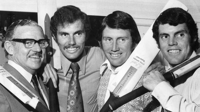 Martin Chappell with his cricketing sons (from left) Greg, Ian and Trevor after Trevor was named by state selectors to join his older brothers in SA Sheffield Shield team, making SA cricket history in 1972.