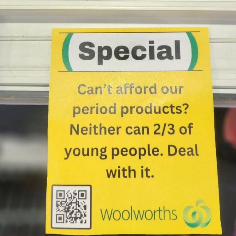 ‘Can’t afford our period products? Neither can 2/3 of young people,’ one tag reads. Picture: Instagram