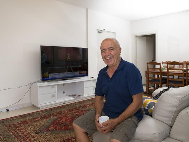 Public housing tenant Gazi Salman, in his new Smithfield home, was the 100th tenant to receive a new home as a result of the Millers Point sell-off. Picture: Melvyn Knipe