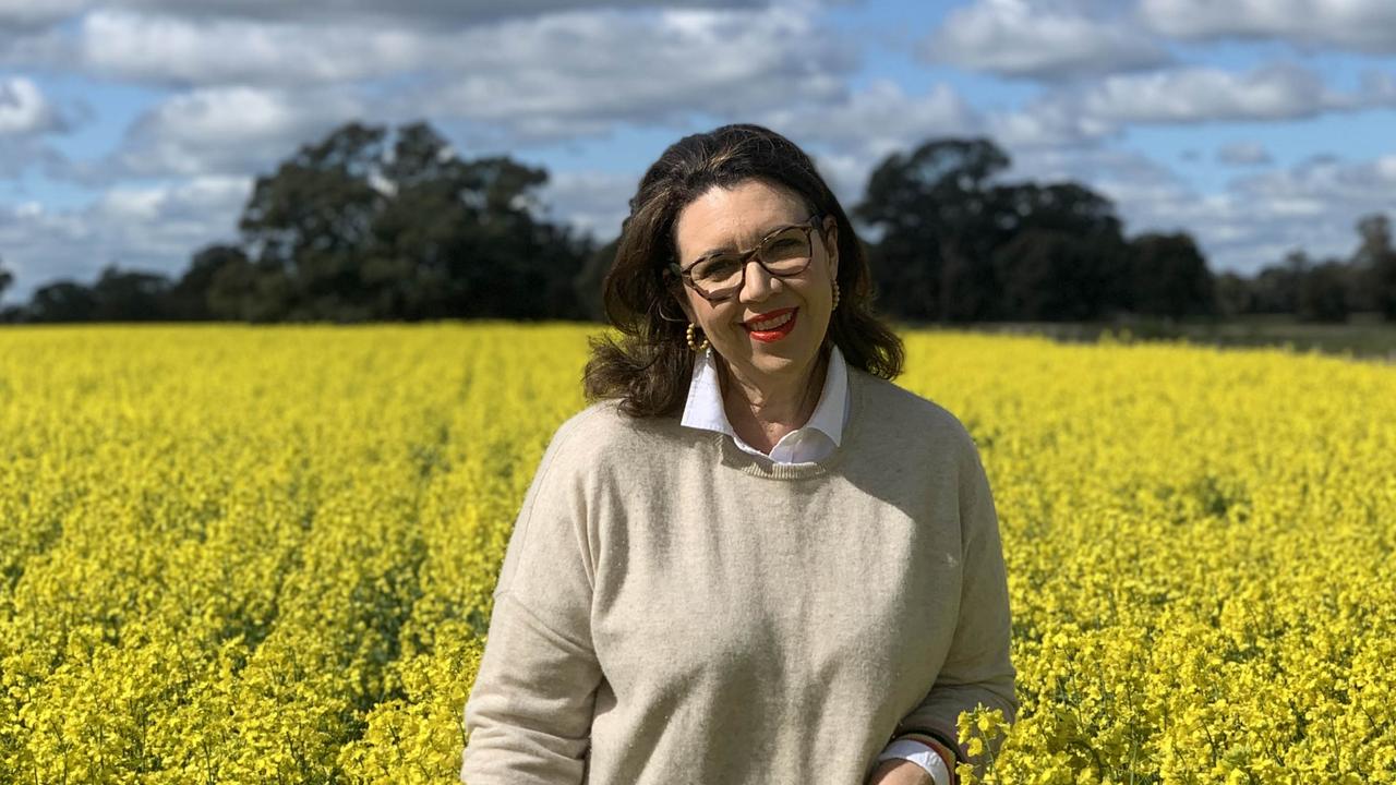 Therapy Connect founder Simone Dudley on her family farm, Cornalla East, at Deniliquin in NSW. The unique allied health service allows remote families to access therapy without having to travel. Picture: Supplied