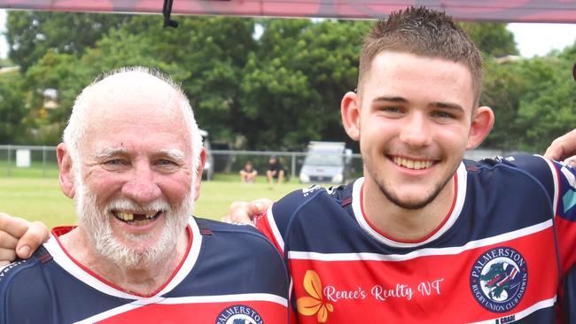 Dennis Bree and his grandson Hamish fulfilled their decade long promise to play grade rugby together - February 8, 2025. Picture: Darcy Jennings