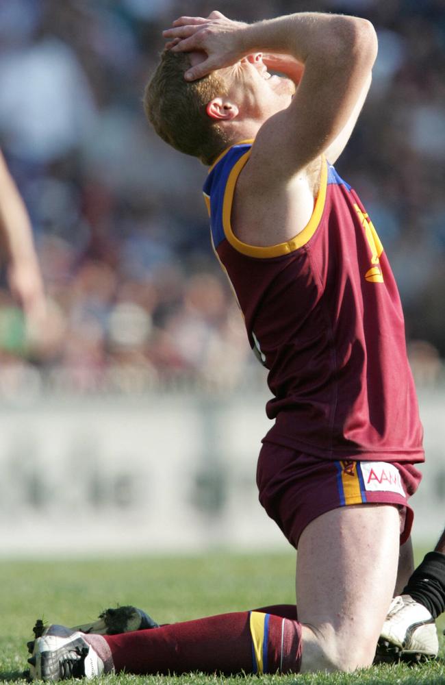 Brisbane’s Michael Voss after the Lions lost the 2004 AFL grand final against Port Adelaide.