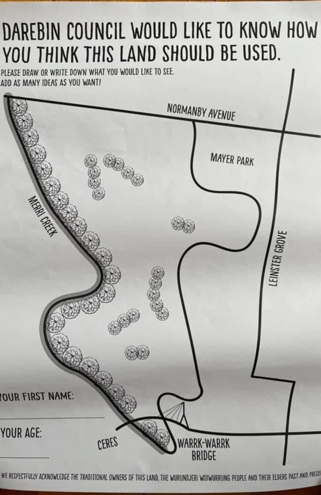 The activity sheet given to primary school children regarding the future of the Northcote golf course.