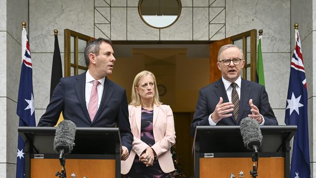 Treasurer Jim Chalmers’ mid-year budget update on Wednesday will lay the ground for Anthony Albanese’s 2025 election campaign and fight with Peter Dutton over who has the better economic plan. Picture: Martin Ollman/NewsWire