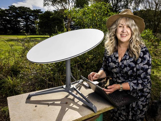 The Weekly Times- TRISTIA LAKEYLakey Farm, Sunbury. The Lakeys run a livestock operation and meat sales business, and have invested in at Starlink connection, which has transformed their ability to do business online.Picture- Nicole Cleary