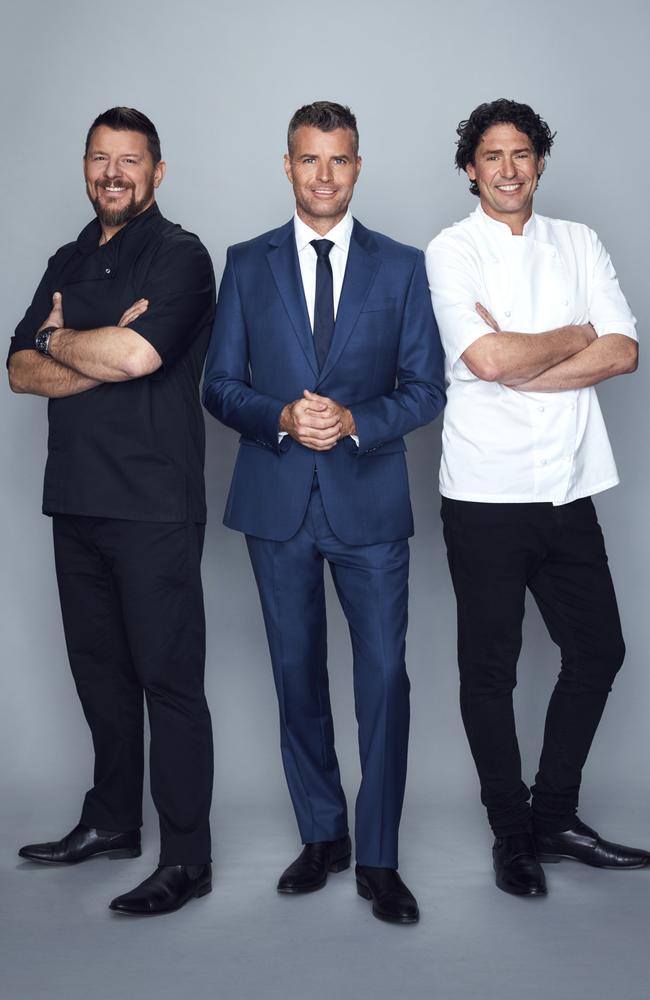 MKR judges Manu Feildel, Pete Evans, Colin Fassnidge.