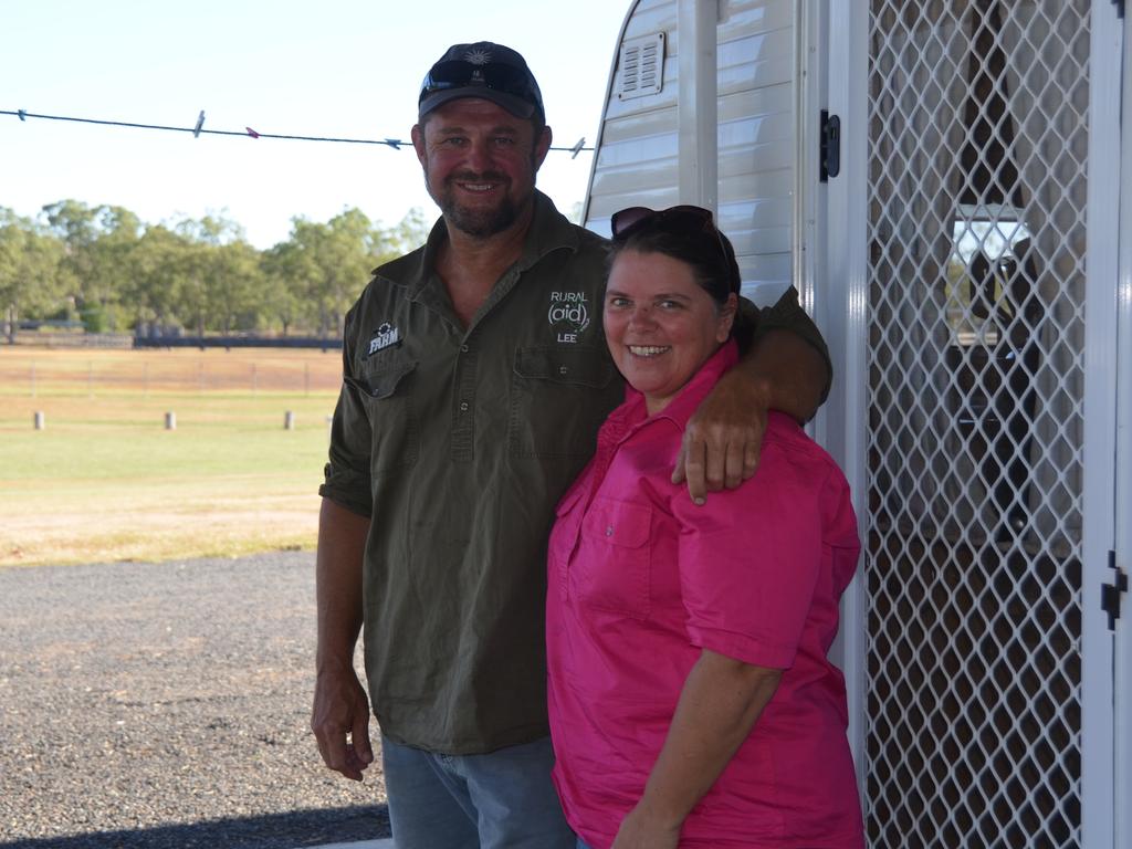 Rural Aid Co-ordinators Lee and Rosey Barlett at the Gayndah Showgrounds. Picture: Sam Turner