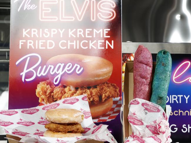 The Krispy Kreme fried chicken burger, otherwise known as The Elvis. Picture: Jonathan Ng