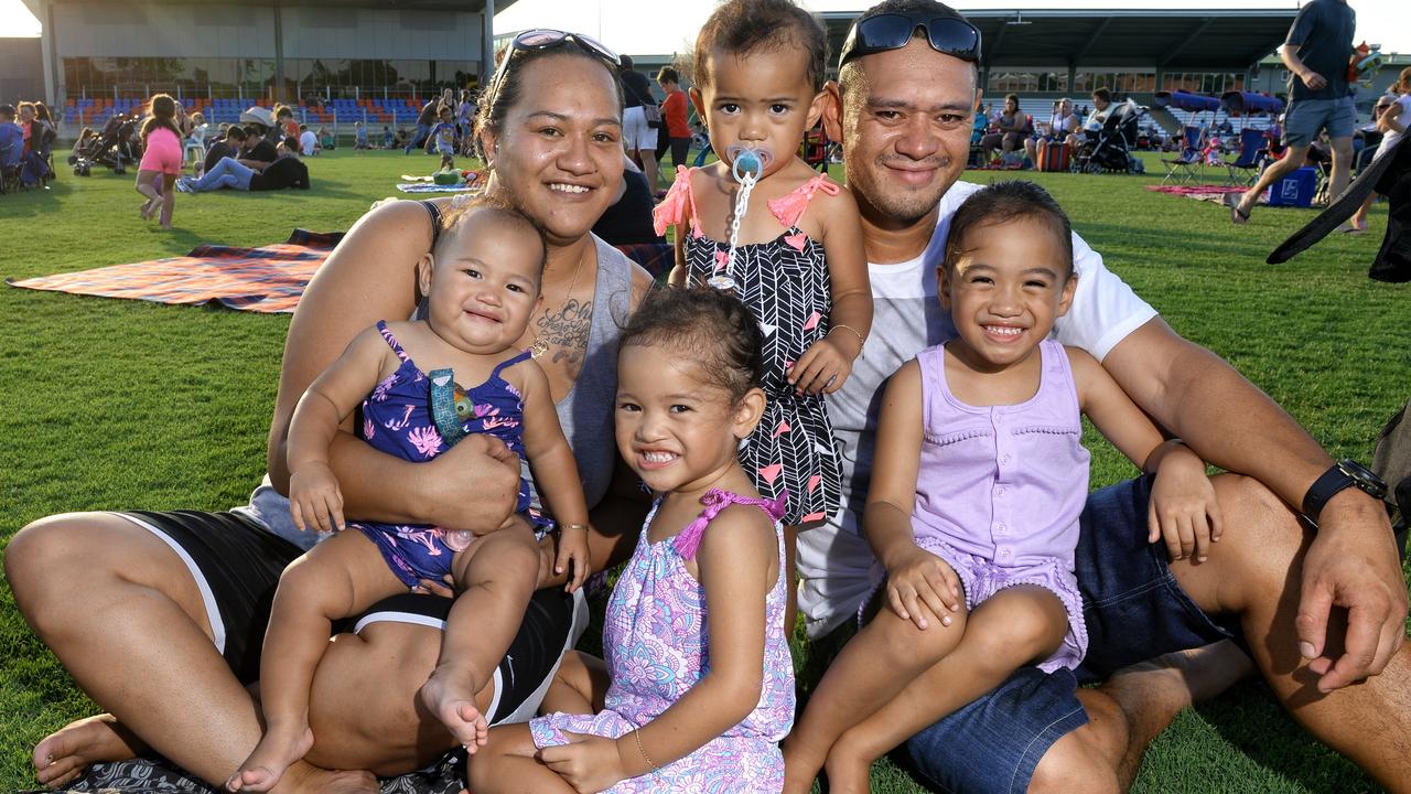 2016: Korina Terei and Tangata Tatuira with their children at the Ipswich New Year’s Eve celebrations at North Ipswich Reserve.