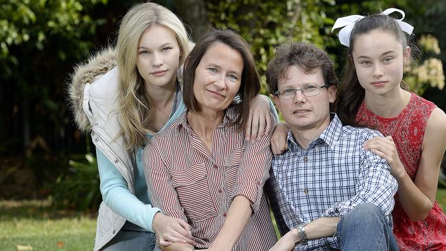 The Brown family — Lucy, 18, Jane, Stewart and Hannah, 15 — at their Kingswood home. Picture: Bianca De Marchi