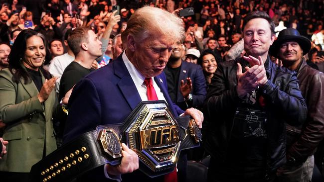 Elon Musk with Donald Trump at the UFC heavyweight championship fight at Madison Square Garden. Picture: Zuffa LLC.