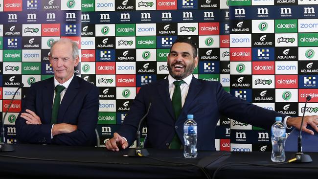 Inglis was in good spirits at the press conference. Picture by Brett Costello.