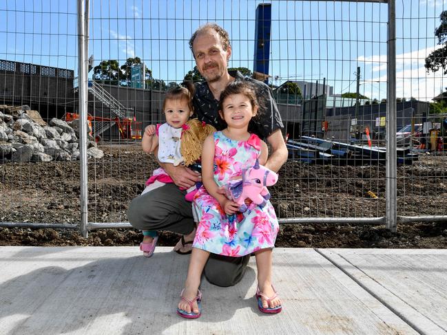 Todd Hillsley with his daughters Veronica and Victoria want to see the land returned for community use. Picture: Monique Harmer