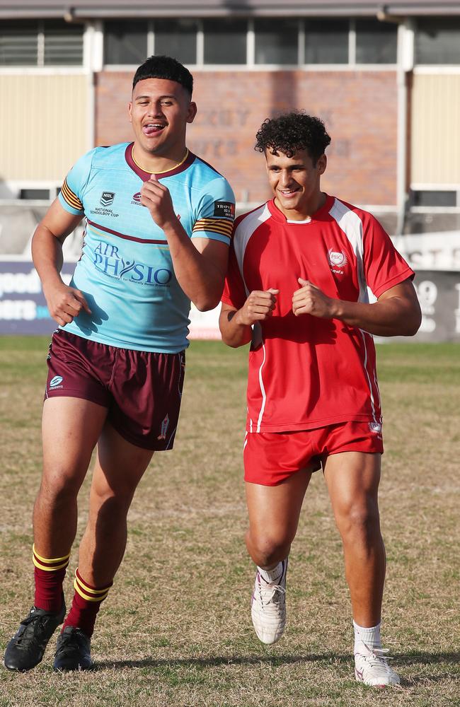 Arama Hau from Keebra Park and Tanu Nona from Palm Beach Currumbin are both Titans’ contracted. Picture Glenn Hampson.