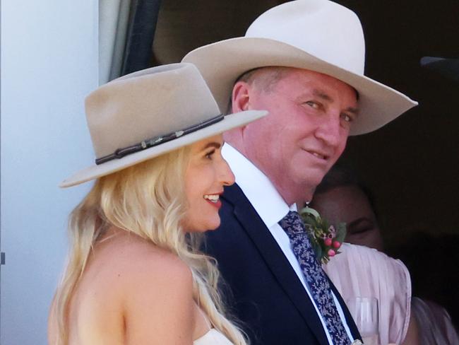 WOOLBROOK, AUSTRALIA. 12 NOVEMBER 2023 . NewsWire Photos. Barnaby Joyce and Vikki Campion at their wedding at the Joyce farm in Woolbrook . Picture: NCA NewsWire / Ben McDonald